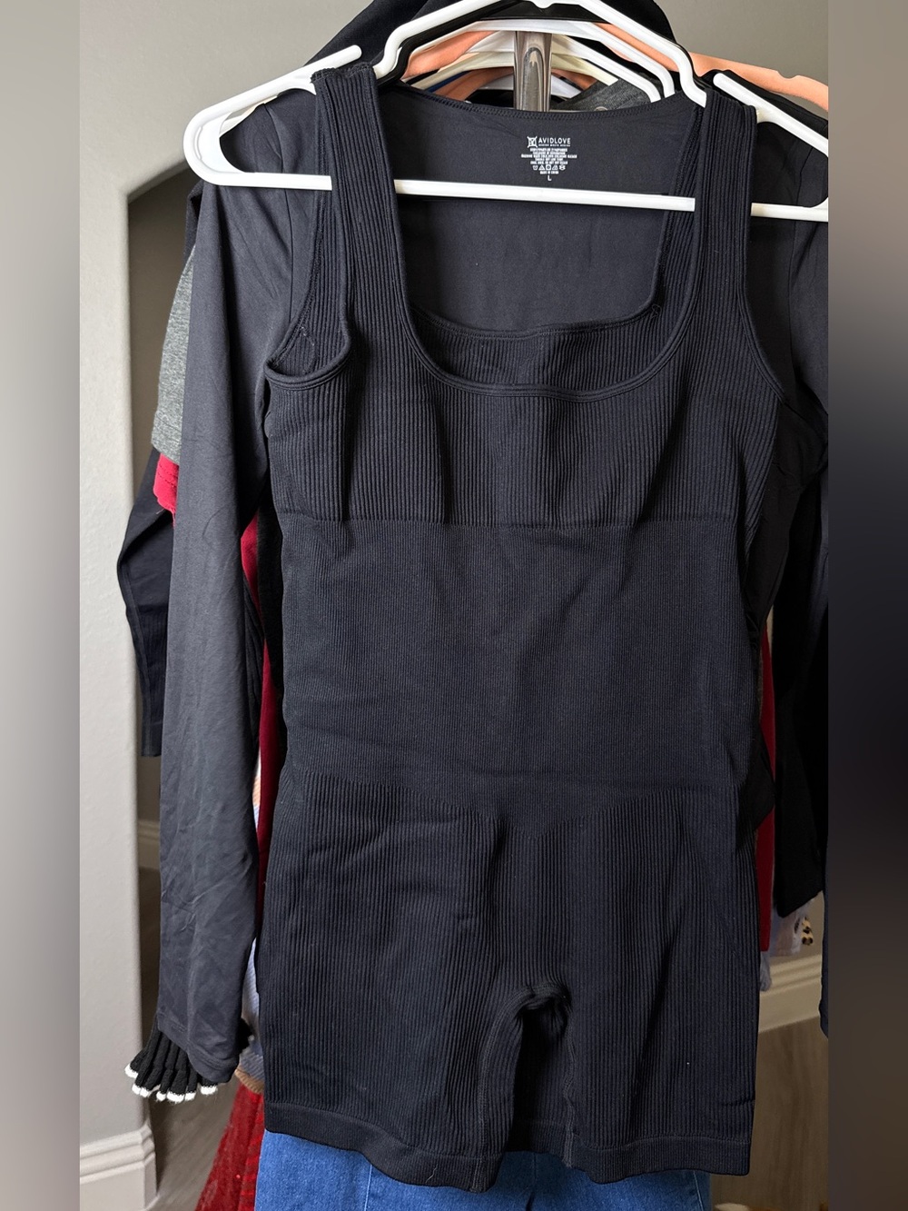 Seamless Black Ribbed Bodysuit Romper